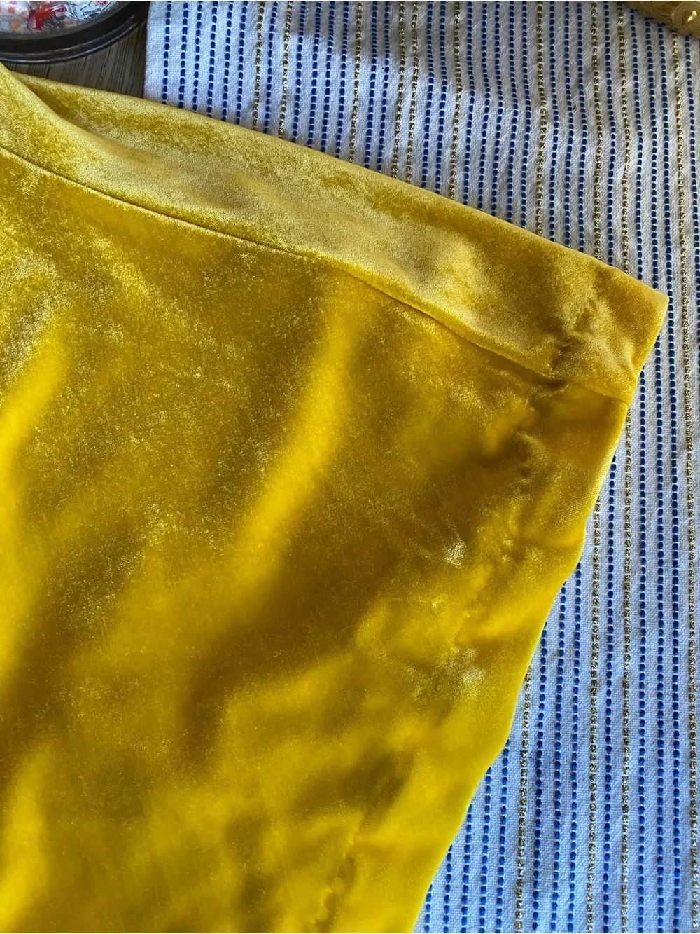 Anthropologie Velvet Midi Skirt in Mustard Yellow Sz XS - Picture 8 of 12